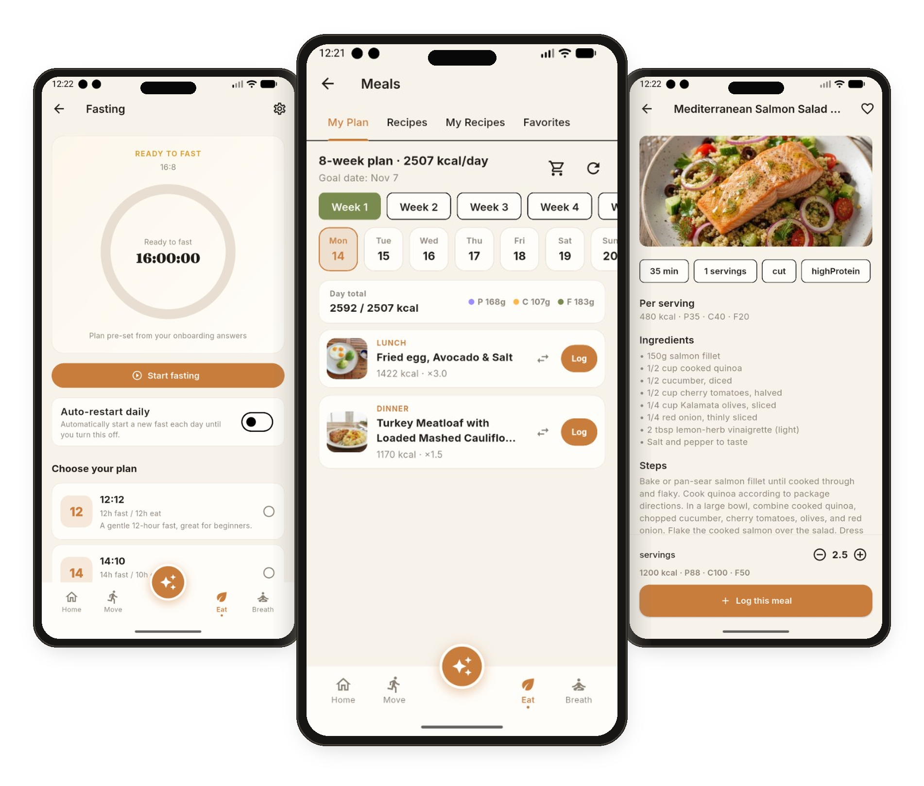 Recipes, nutrition and fasting in one place